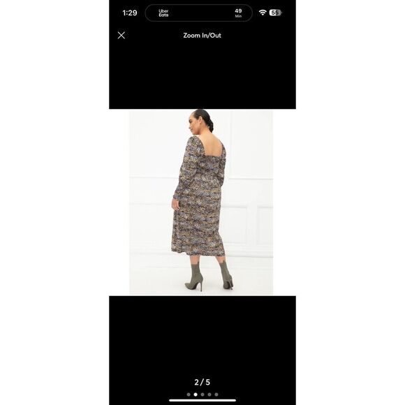 Eloquii Elements Dot Smocked Midi - Picture 2 of 4